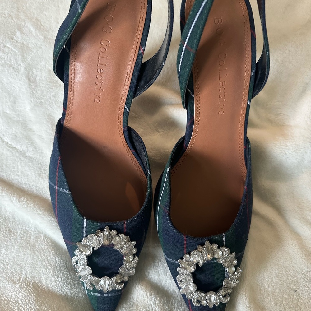 Blue and Silver Heels with Crystal Embellishment